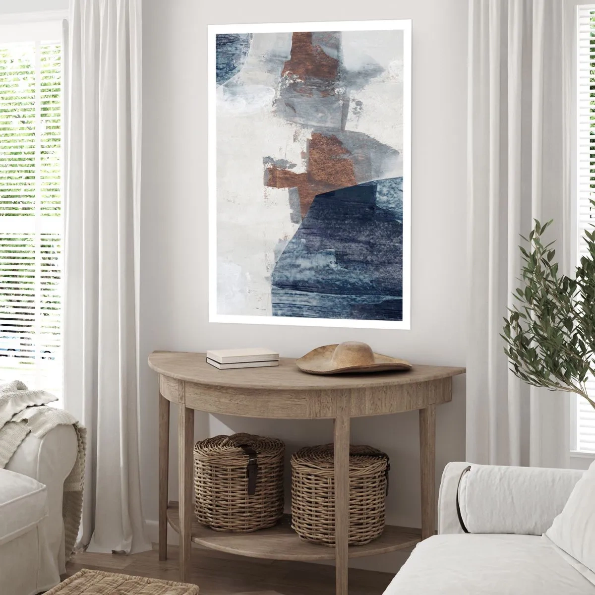 Poster - Blaue und braune Formen - 30x40 cm