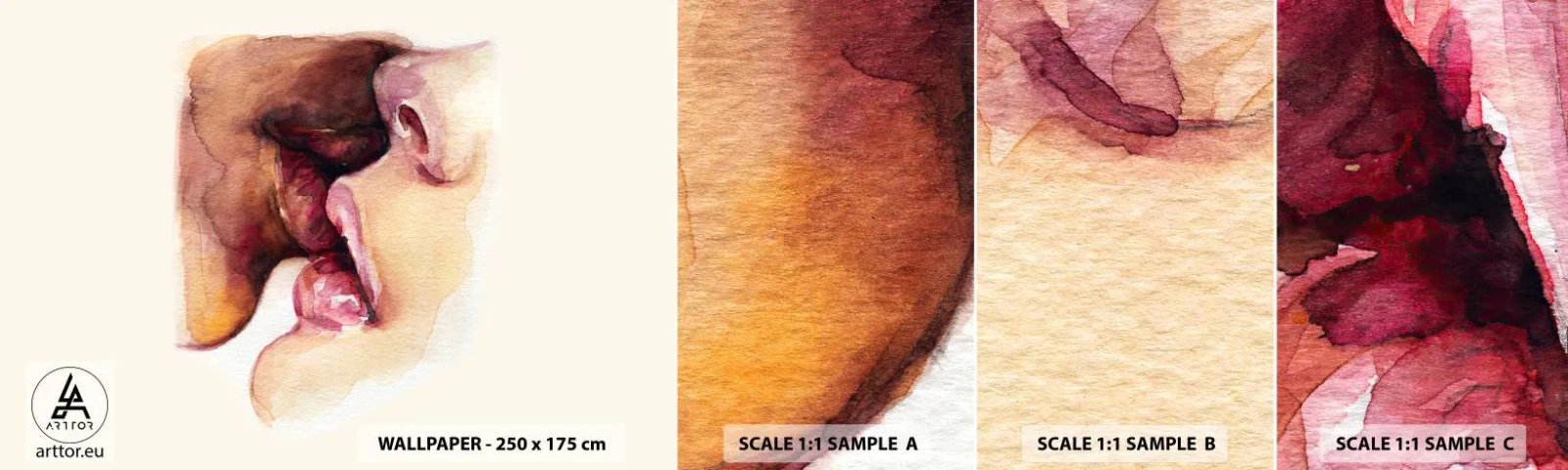 Fototapetenmuster Standard Eco - Wie Tag und Nacht, Erde und Himmel - Abstraktion, Kuss, Verliebtes Pärchen - 100x30 cm