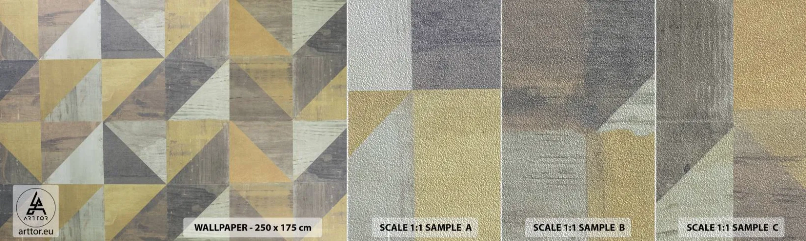 Fototapeten Muster Premium Sand - Am Winkel des Dreiecks - Abstraktion, Stück, Dreiecke - 100x30 cm