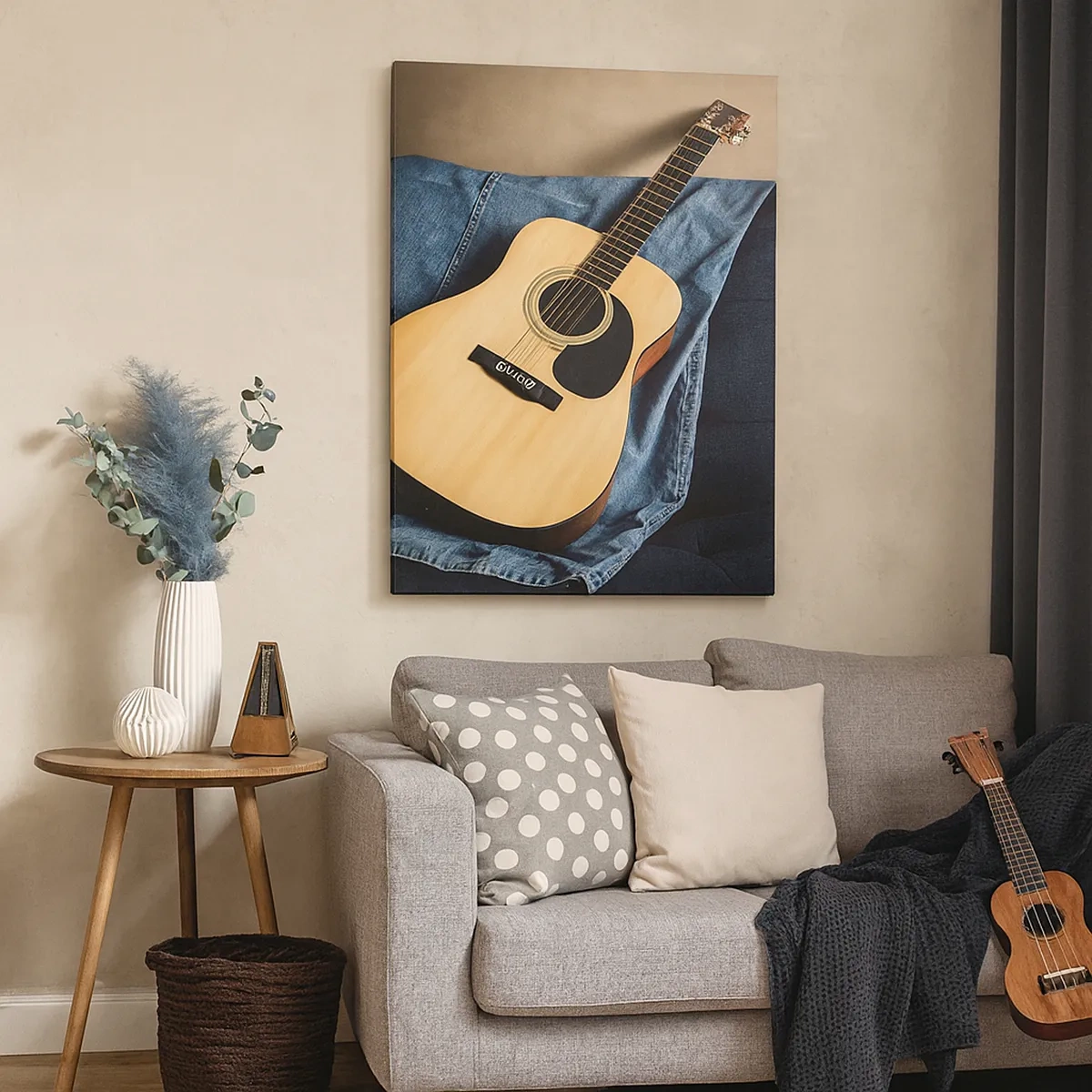 Bild auf Leinwand - Leinwandbild - Buddha-Figur mit brennenden Kerzen und Räucherstäbchen - 50x70cm - Den Geist frei machen, den Körper beruhigen - Moderne Wanddekoration für Wohnzimmer und Schlafzimmer ARTTOR