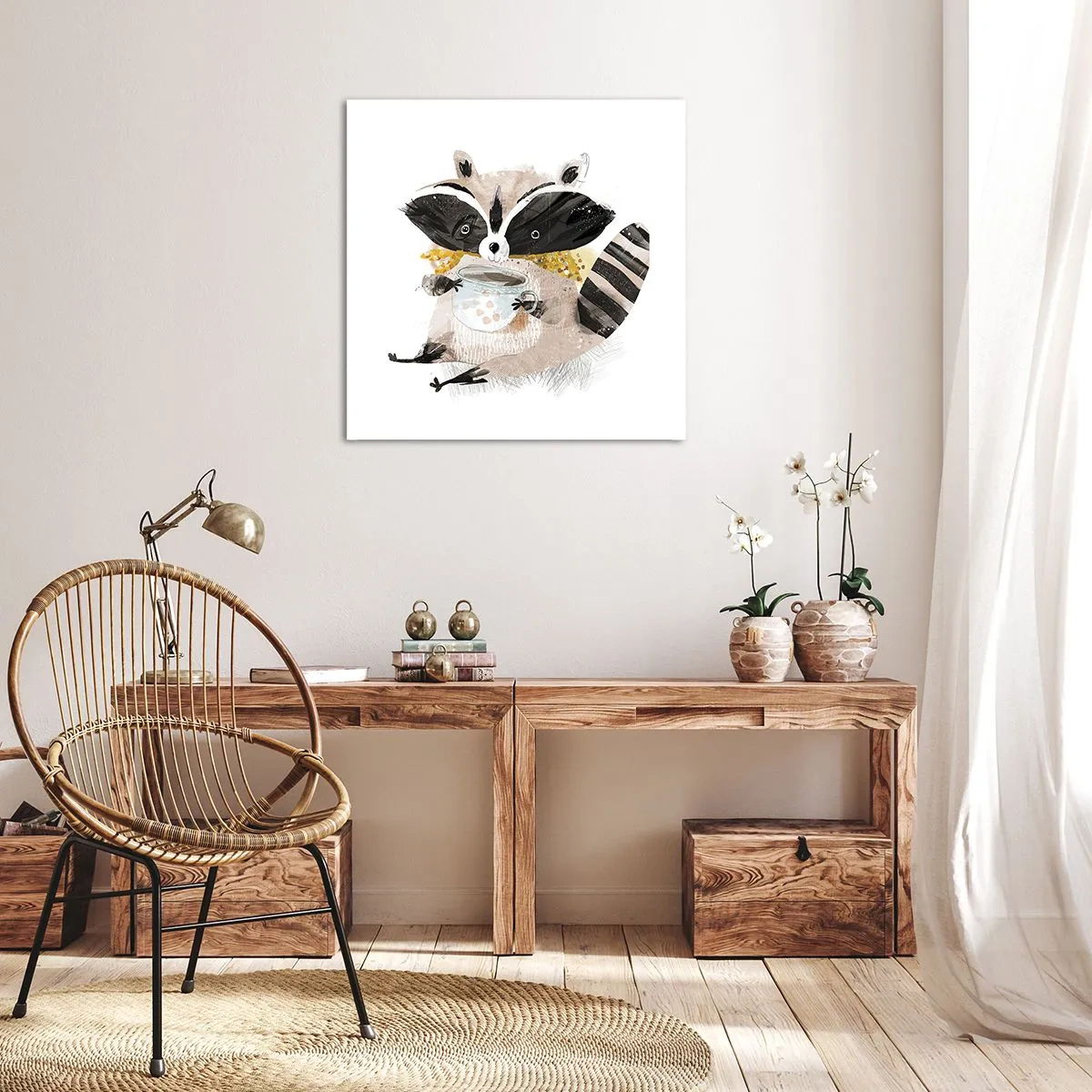 Bild auf Leinwand - Leinwandbild - Mein Freund der Waschbär - 50x50 cm