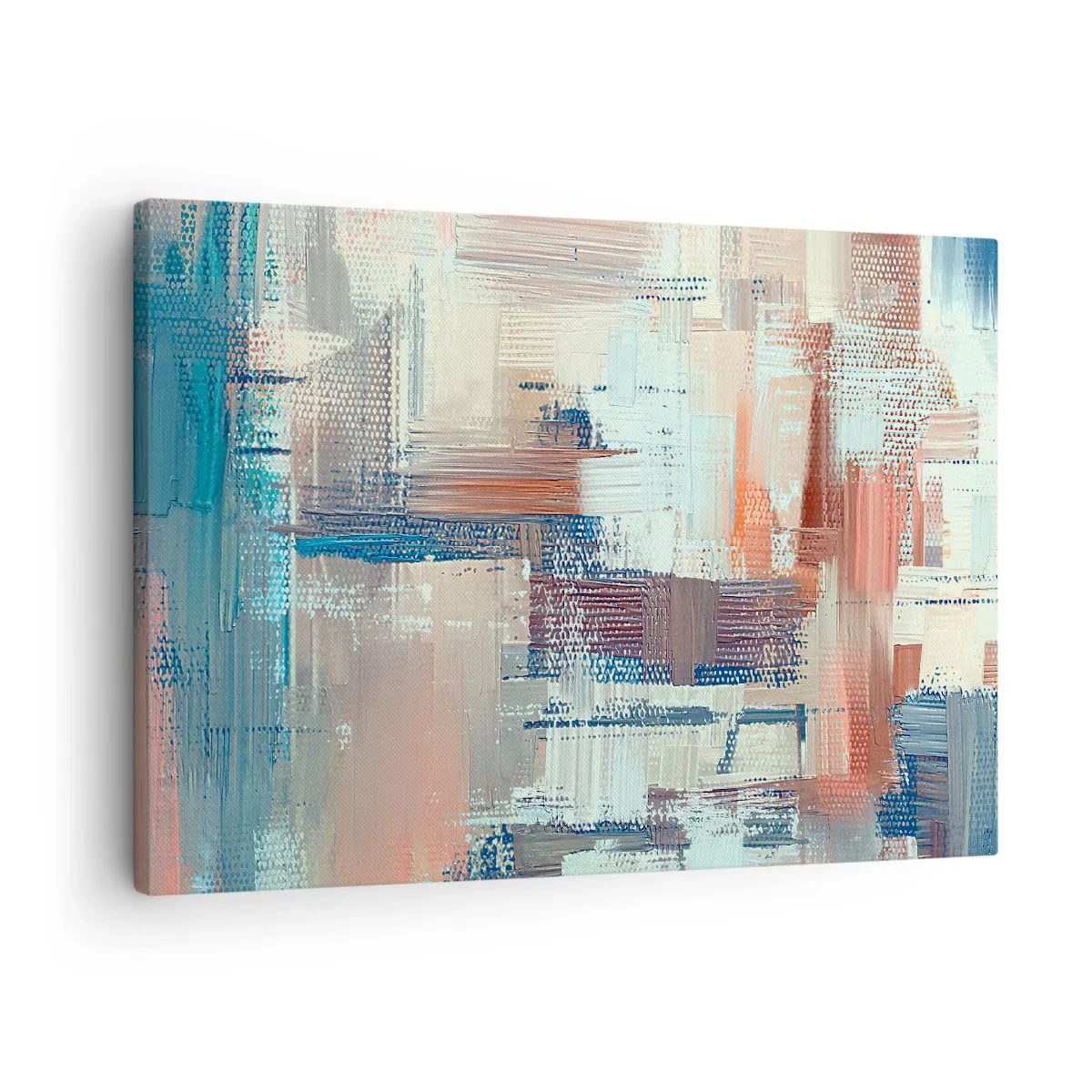 Bild auf Leinwand - Leinwandbild - Abstrakte Komposition in Blau- und Beigetönen - 70x50cm - Zum Licht kommen - Moderne Wanddekoration für Wohnzimmer und Schlafzimmer ARTTOR