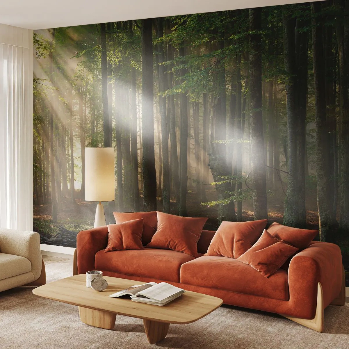 Selbstklebende Fototapete Deluxe Sticker - Strahlend an einem Frühlingsmorgen - Landschaft, Wald, Park - 200x140 cm