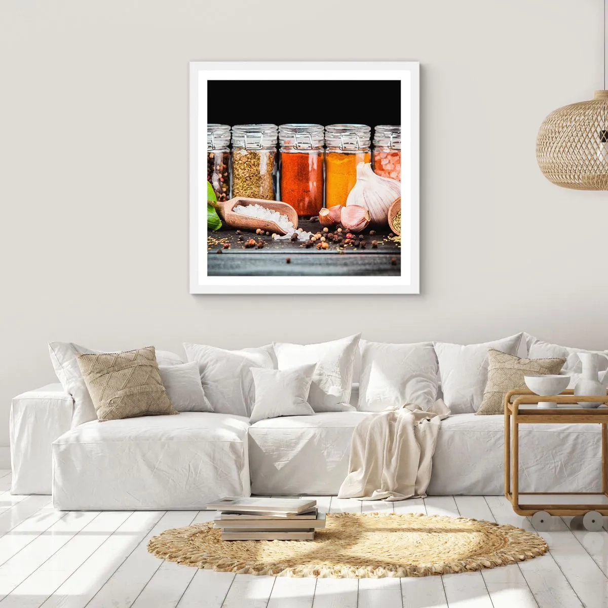 Poster in einem weißen Rahmen - Für einen Geschmack des Lebens - 30x30 cm