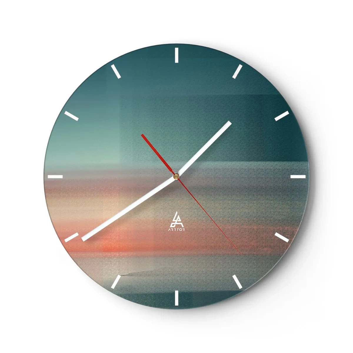Wanduhr - Glasuhr - Abstraktion: Lichtwellen - 40x40 cm