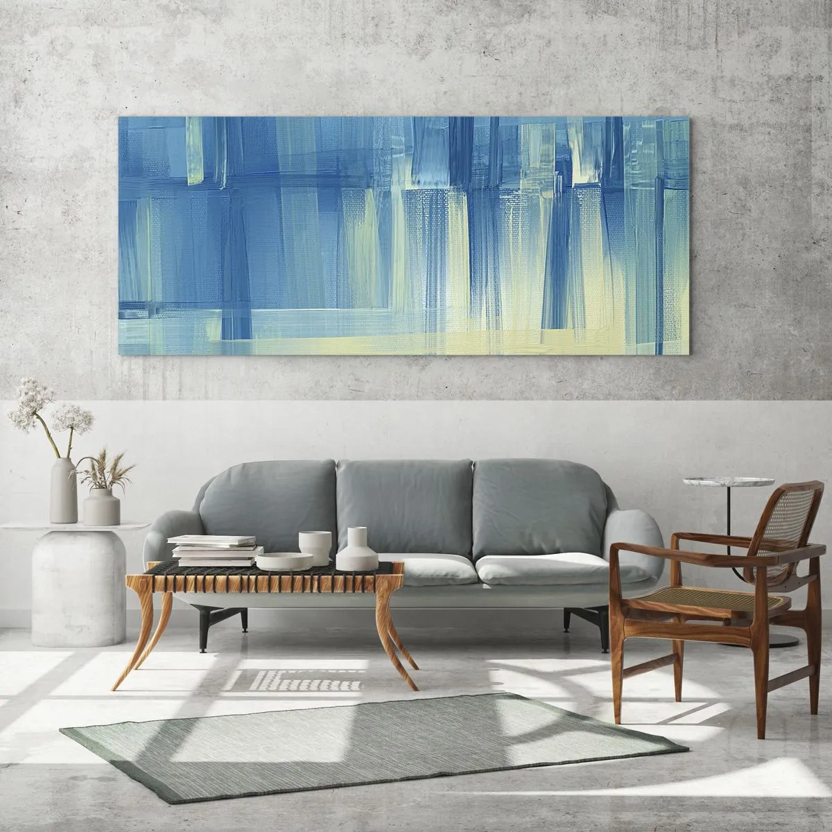 Glasbild - Bild auf glas - Komposition in Türkis - 100x40 cm
