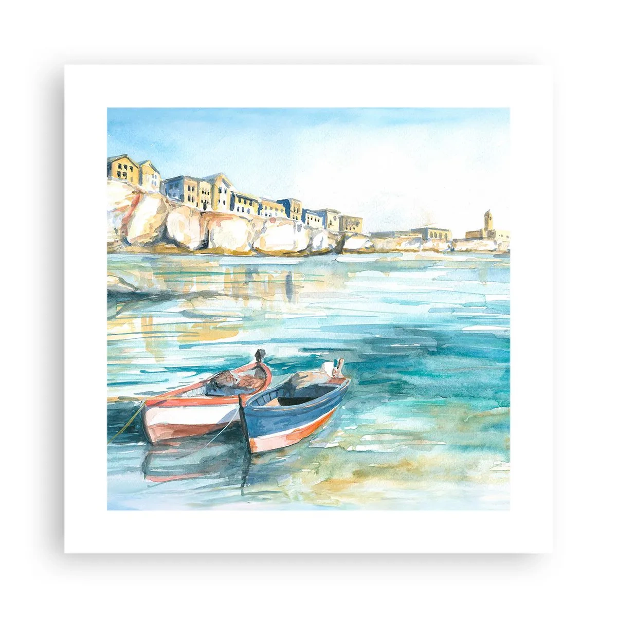 Poster - Landschaft in Azurblau - 40x40 cm