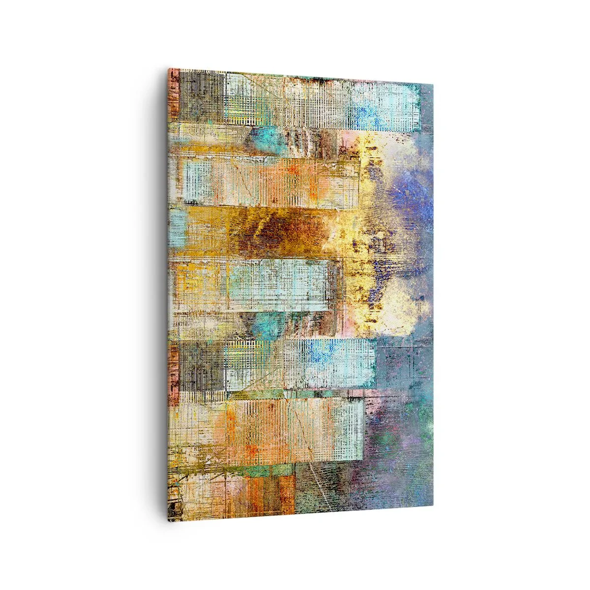 Bild auf Leinwand - Leinwandbild - Abstrakte Wolkenkratzer im Industriestil - 80x120cm - Sonnige Metropole - Moderne Wanddekoration für Wohnzimmer und Schlafzimmer ARTTOR