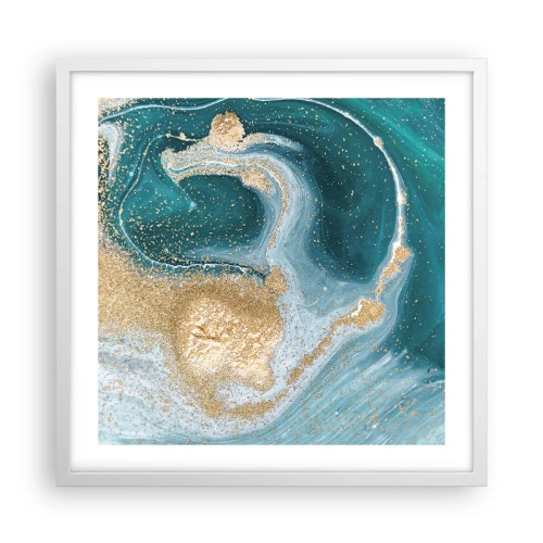 Poster in einem weißen Rahmen - Ein Strudel aus Gold und Türkis - 50x50 cm