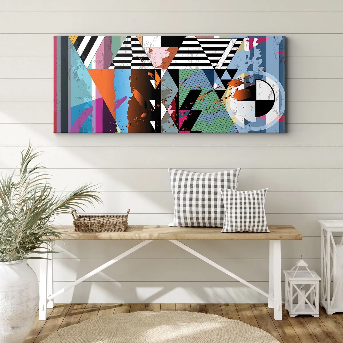 Bild auf Leinwand - Leinwandbild - Geometrisch und organisch - 100x40 cm