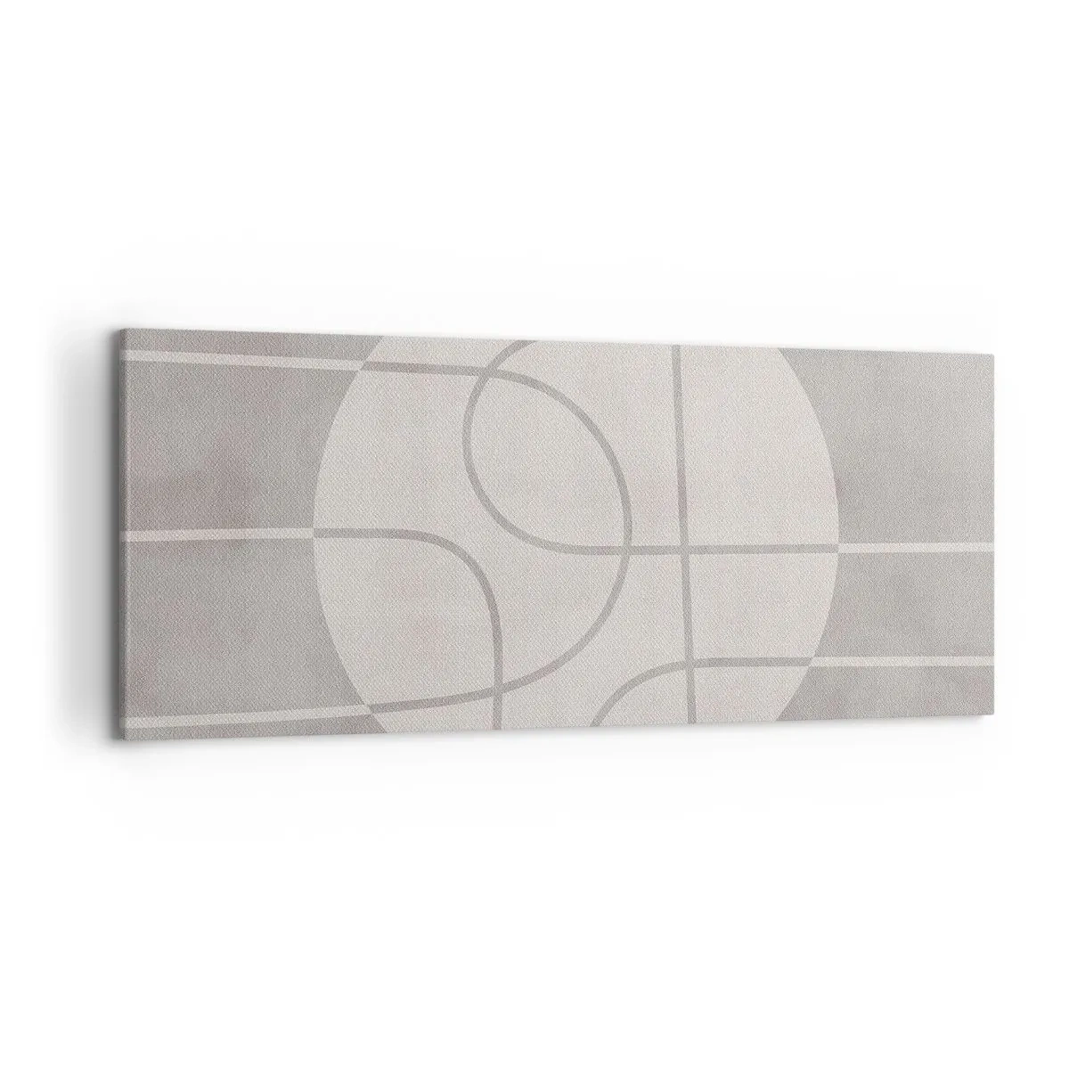 Bild auf Leinwand - Leinwandbild - Geometrisches Muster in Grau- und Weißtönen - 120x50cm - Kreisförmig und geradeaus - Moderne Wanddekoration für Wohnzimmer und Schlafzimmer ARTTOR