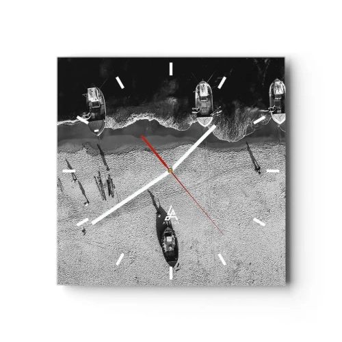 Wanduhr - Glasuhr - Immer noch am Ufer… - 40x40 cm