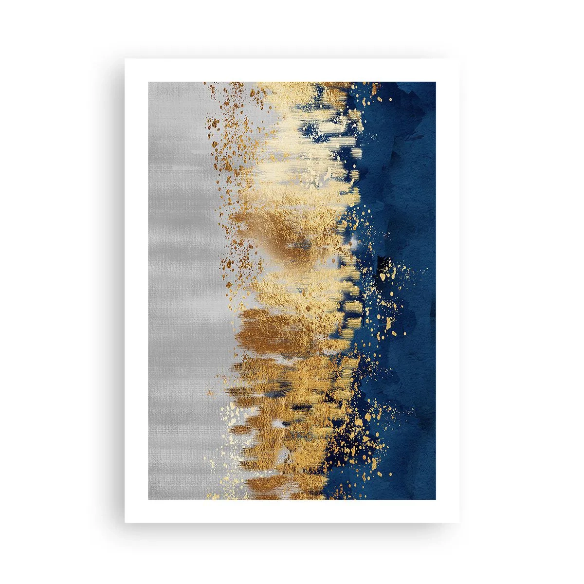 Poster - Eine abstrakte Komposition in Marineblau-, Gold- und Silbertönen - 50x70cm - Moderne Komposition mit Glanz - Moderne Wanddekoration für Wohnzimmer und Schlafzimmer ARTTOR