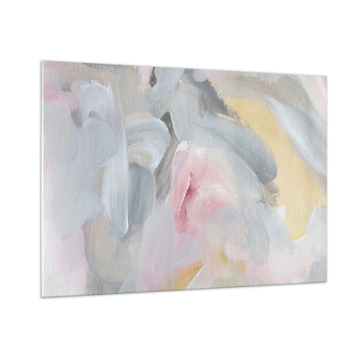 Glasbild - Bild auf glas - Abstrakte Komposition in Pastellfarben - 100x70cm - In einer Pastellwelt - Moderne Wanddekoration für Wohnzimmer und Schlafzimmer ARTTOR