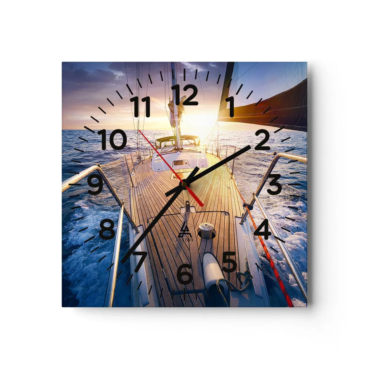 Wanduhr - Glasuhr - Laufen unter den Wellen - 40x40 cm