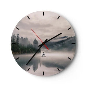 Wanduhr - Glasuhr - In Reflexion, im Nebel - 40x40 cm