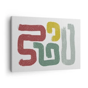 Bild auf Leinwand - Leinwandbild - Bunte geometrische Muster im abstrakten Stil - 70x50cm - In einer unbekannten Sprache - Moderne Wanddekoration für Wohnzimmer und Schlafzimmer ARTTOR