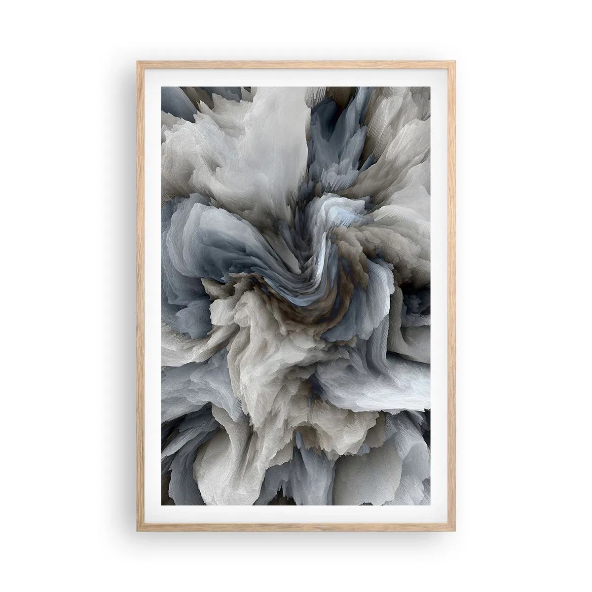 Poster in einem Rahmen aus heller Eiche - Stein und Blume - 61x91 cm