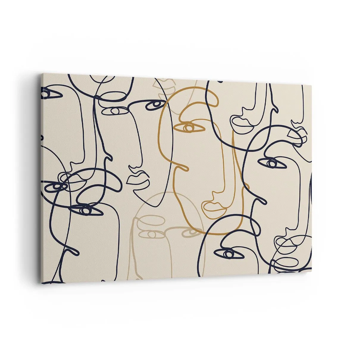 Bild auf Leinwand - Leinwandbild - Minimalistische Strichzeichnungen von Gesichtern auf hellem Hintergrund - 120x80cm - Das Porträt wird multipliziert - Moderne Wanddekoration für Wohnzimmer und Schlafzimmer ARTTOR