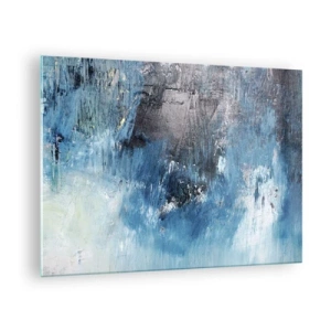 Glasbild - Bild auf glas - Abstrakte Komposition in Blautönen - 70x50cm - Rhapsodie in Blau - Moderne Wanddekoration für Wohnzimmer und Schlafzimmer ARTTOR