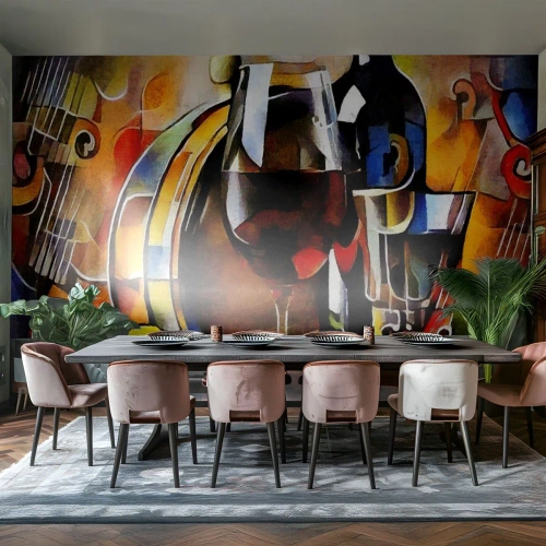 Fototapete Premium Canvas - Und die Welt nimmt Farben an - Abstraktion, Kubismus, Stück - 500x350 cm