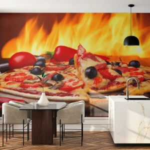 Fototapete Premium Sand - Aus Italien mit Liebe - Gastronomie, Pizza, Italien - 350x256 cm