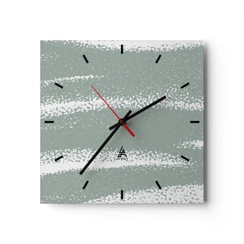 Wanduhr - Glasuhr - Abstraktion im Winterklima - 40x40 cm