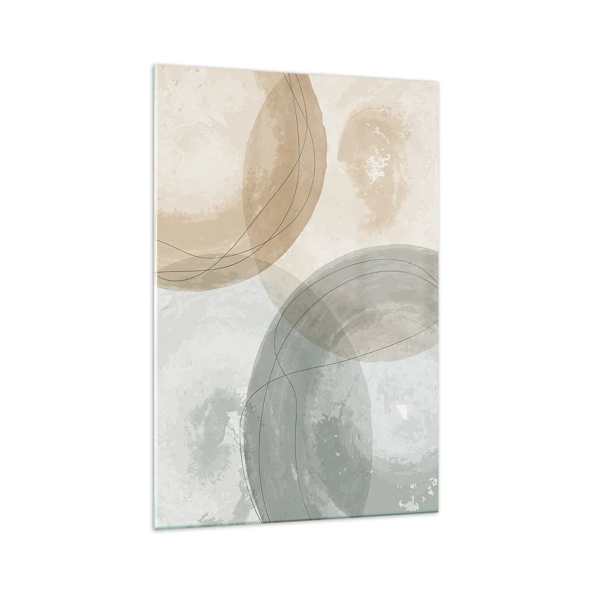 Glasbild - Bild auf glas - Abstrakte Komposition in Pastellfarben mit Linien - 70x100cm - Welten durchdringen - Moderne Wanddekoration für Wohnzimmer und Schlafzimmer ARTTOR