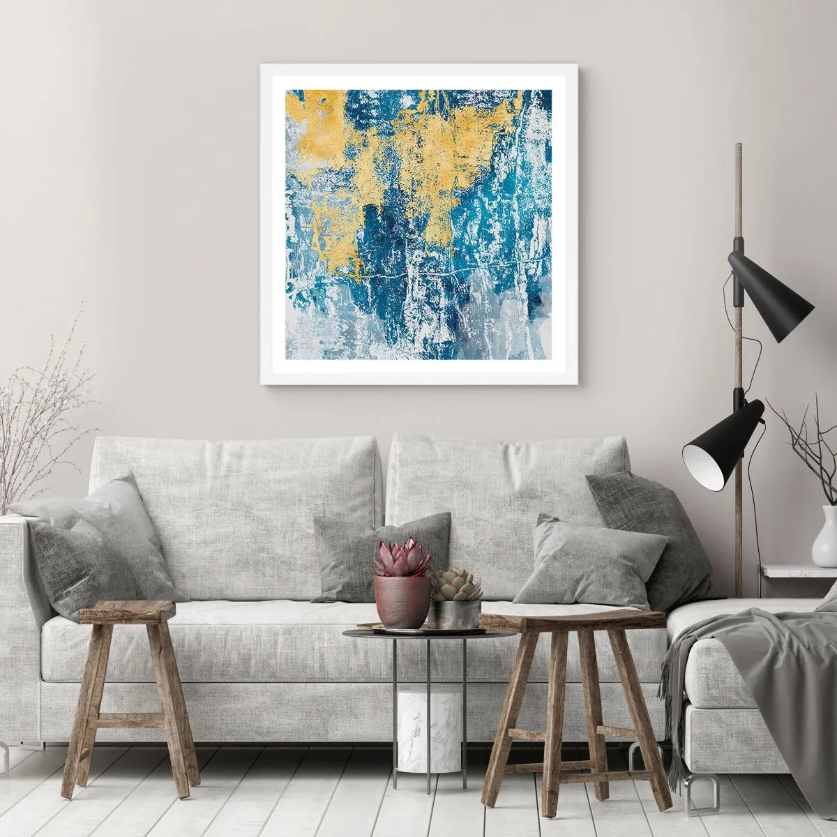 Poster in einem weißen Rahmen - Abstraktion voller Wetter - 40x40 cm