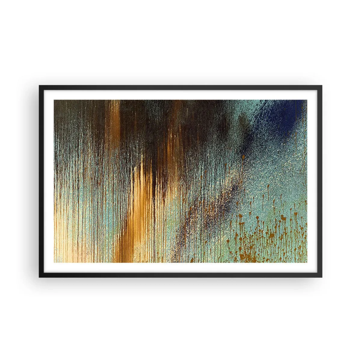 Poster in einem schwarzem Rahmen - Eine nicht zufällige farbenfrohe Komposition - 91x61 cm