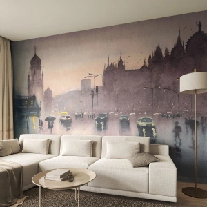 Selbstklebende Fototapete Deluxe Sticker - Im regnerischen Dunst - Stadt, Die Architektur, Monumente - 350x256 cm