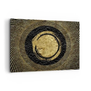 Bild auf Leinwand - Leinwandbild - Geometrische Komposition in Schwarz und Gold mit Strahlen - 100x70cm - Glamour-Komposition - Moderne Wanddekoration für Wohnzimmer und Schlafzimmer ARTTOR