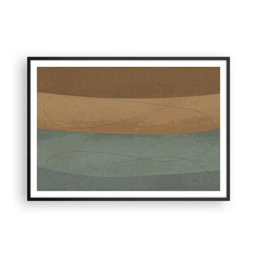 Poster in einem schwarzem Rahmen - Abstrakte Komposition in natürlichen Erdtönen - 100x70cm - Horizontale Komposition - Moderne Wanddekoration für Wohnzimmer und Schlafzimmer ARTTOR