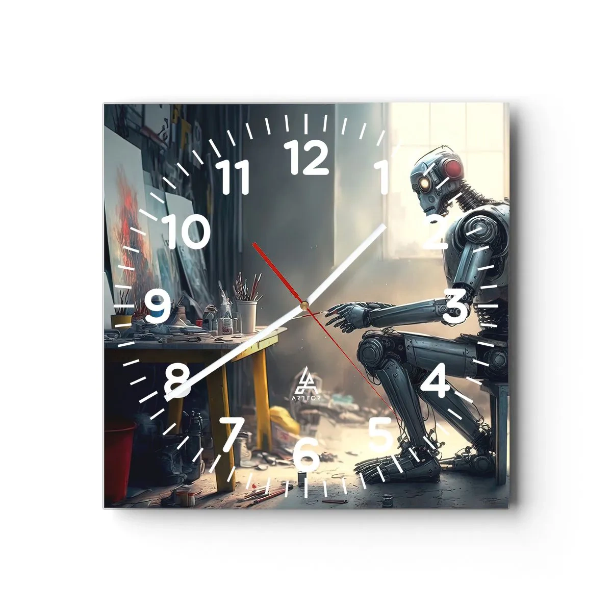 Wanduhr - Glasuhr - Schöpfungsakt - 30x30 cm