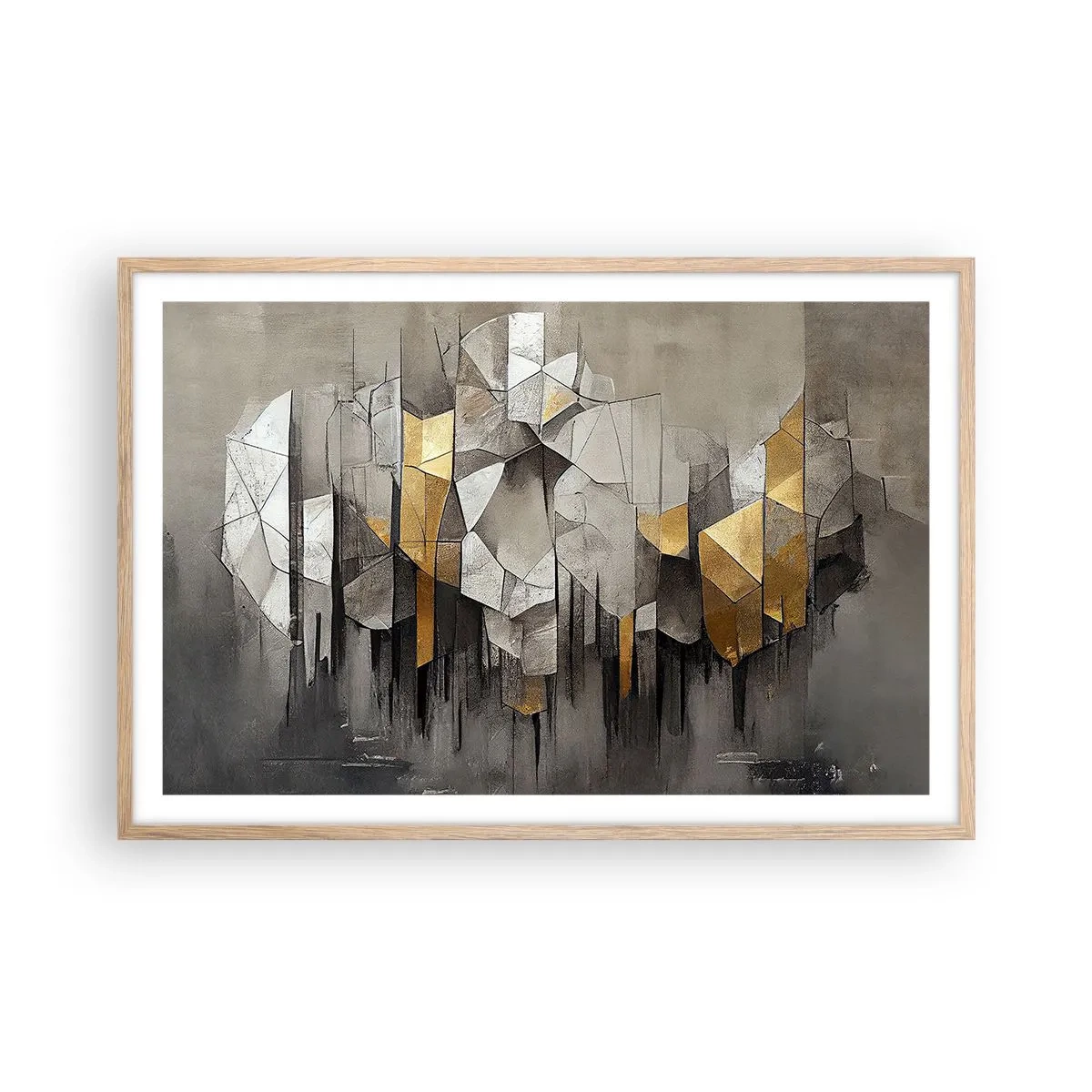 Poster in einem Rahmen aus heller Eiche - Komposition aus Eis und Licht - 91x61 cm