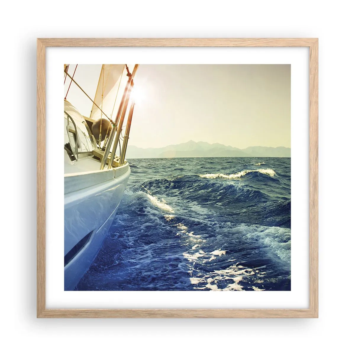 Poster in einem Rahmen aus heller Eiche - Auf ins Abenteuer - 50x50 cm