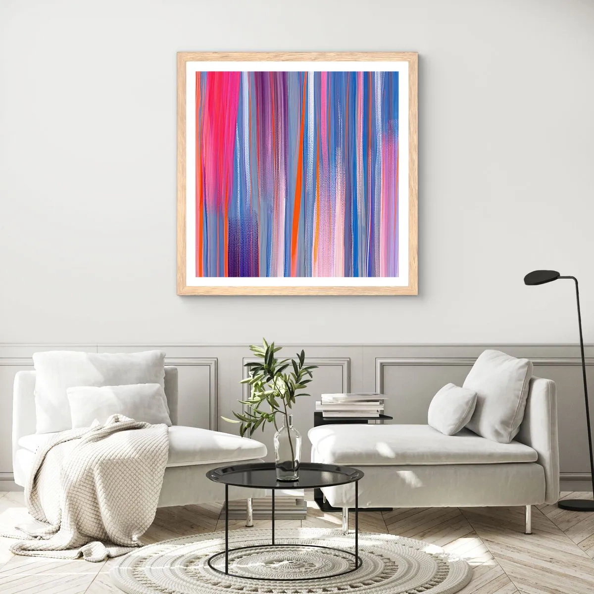 Poster in einem Rahmen aus heller Eiche - Aufstieg zum Regenbogen - 60x60 cm