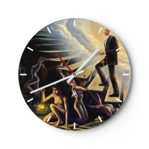 Wanduhr - Glasuhr - Symbolische Figuren auf der Treppe in Licht und Dunkelheit - 30x30cm - Danteske Reise zum Licht - Moderne Wanddekoration für Wohnzimmer, Küche und Schlafzimmer ARTTOR