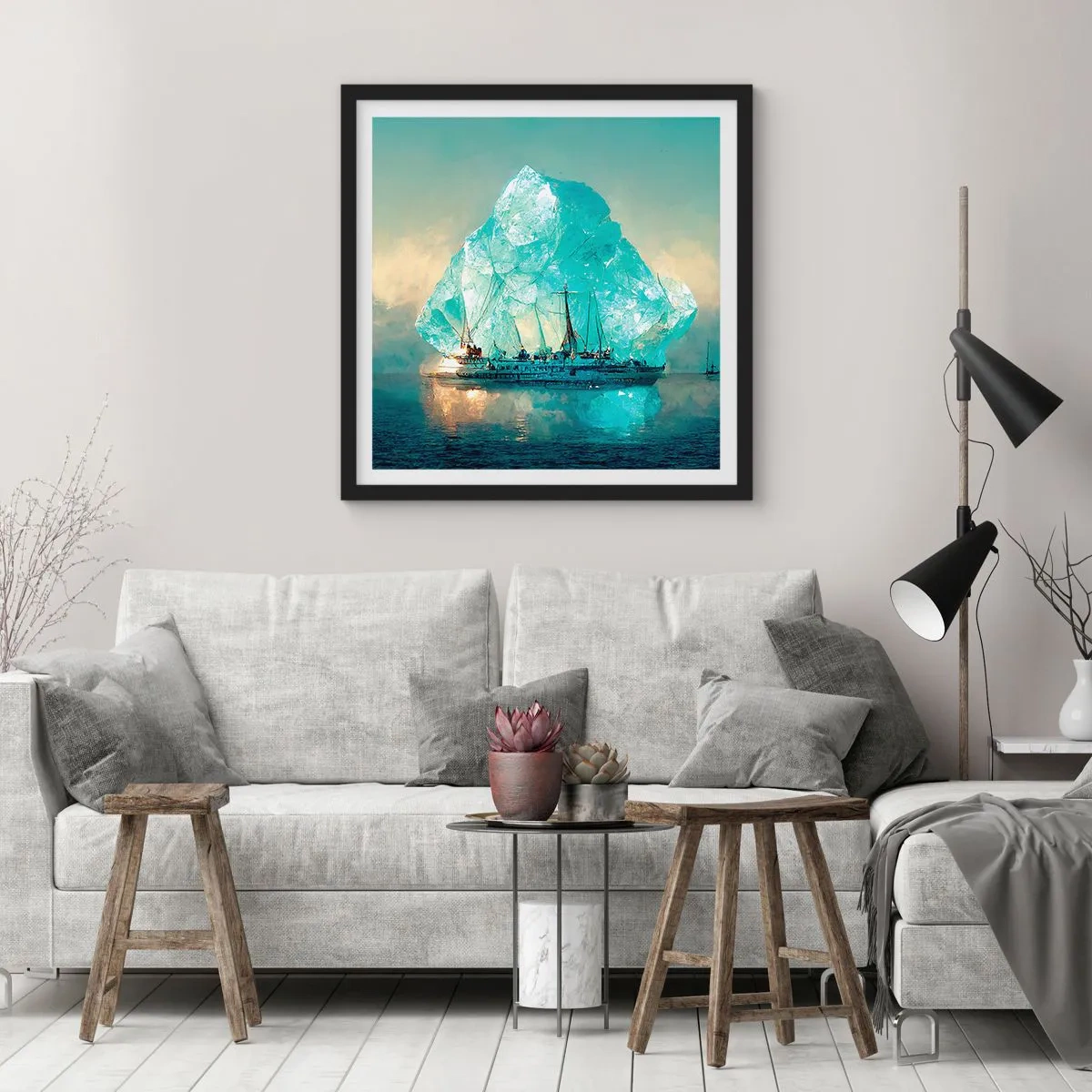 Poster in einem schwarzem Rahmen - Arktischer Diamant - 50x50 cm