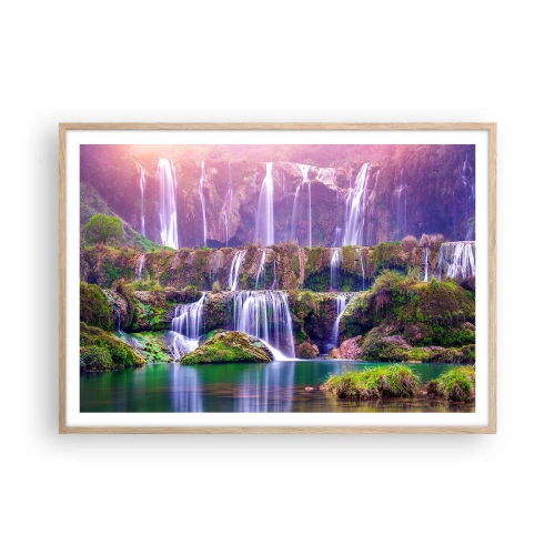 Poster in einem Rahmen aus heller Eiche - Treppe zum Himmel - 100x70 cm