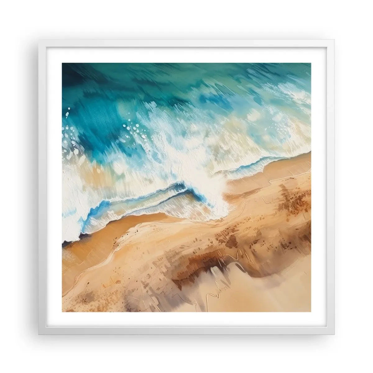 Poster in einem weißen Rahmen - Zurückkehrende Welle - 60x60 cm