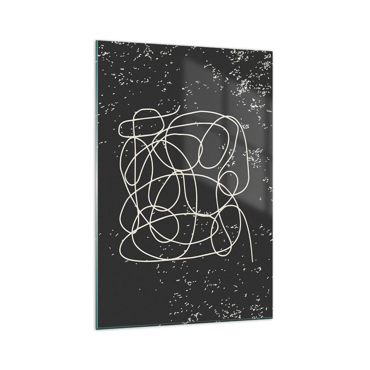 Glasbild - Bild auf glas - Abstrakte Linie auf schwarzem Hintergrund mit feinen Details - 70x100cm - Wandernde, umherschweifende Gedanken - Moderne Wanddekoration für Wohnzimmer und Schlafzimmer ARTTOR