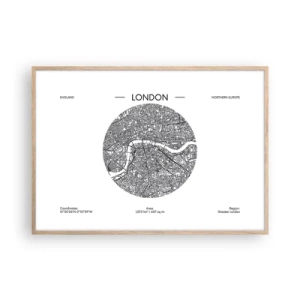 Poster in einem Rahmen aus heller Eiche - Anatomie von London - 100x70 cm