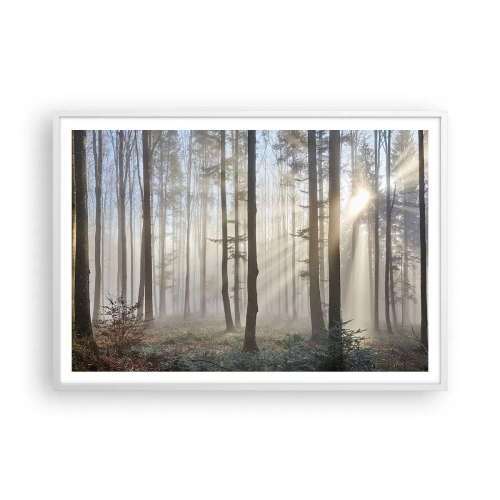 Poster in einem weißen Rahmen - Der Nebel ist auch aufgewacht - 100x70 cm