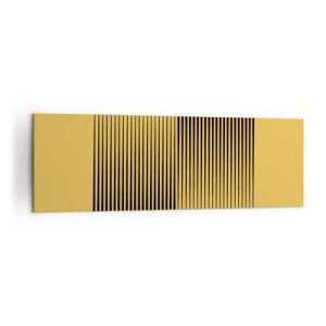Bild auf Leinwand - Leinwandbild - Vertikale schwarze Linien auf gelbem Hintergrund - 160x50cm - Quadratur der Gegensätze - Moderne Wanddekoration für Wohnzimmer und Schlafzimmer ARTTOR