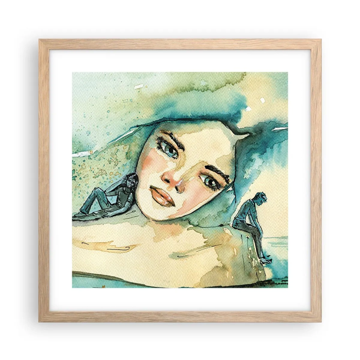 Poster in einem Rahmen aus heller Eiche - Bin ich blau? - 40x40 cm