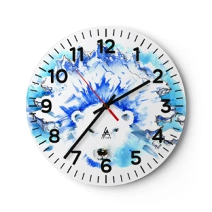 Wanduhr - Glasuhr - Der König der Arktis in einer Eiskrone - 30x30 cm