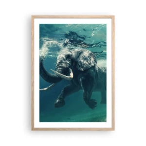 Poster in einem Rahmen aus heller Eiche - Jeder schwimmt gerne - 50x70 cm