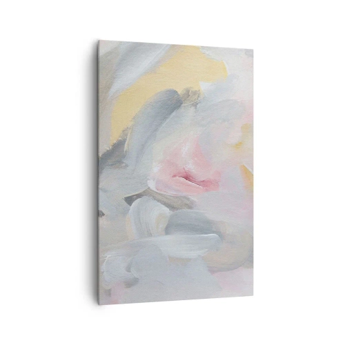 Bild auf Leinwand - Leinwandbild - Abstrakte Pastellstriche in Rosa- und Grautönen. - 80x120cm - In einer Pastellwelt - Moderne Wanddekoration für Wohnzimmer und Schlafzimmer ARTTOR