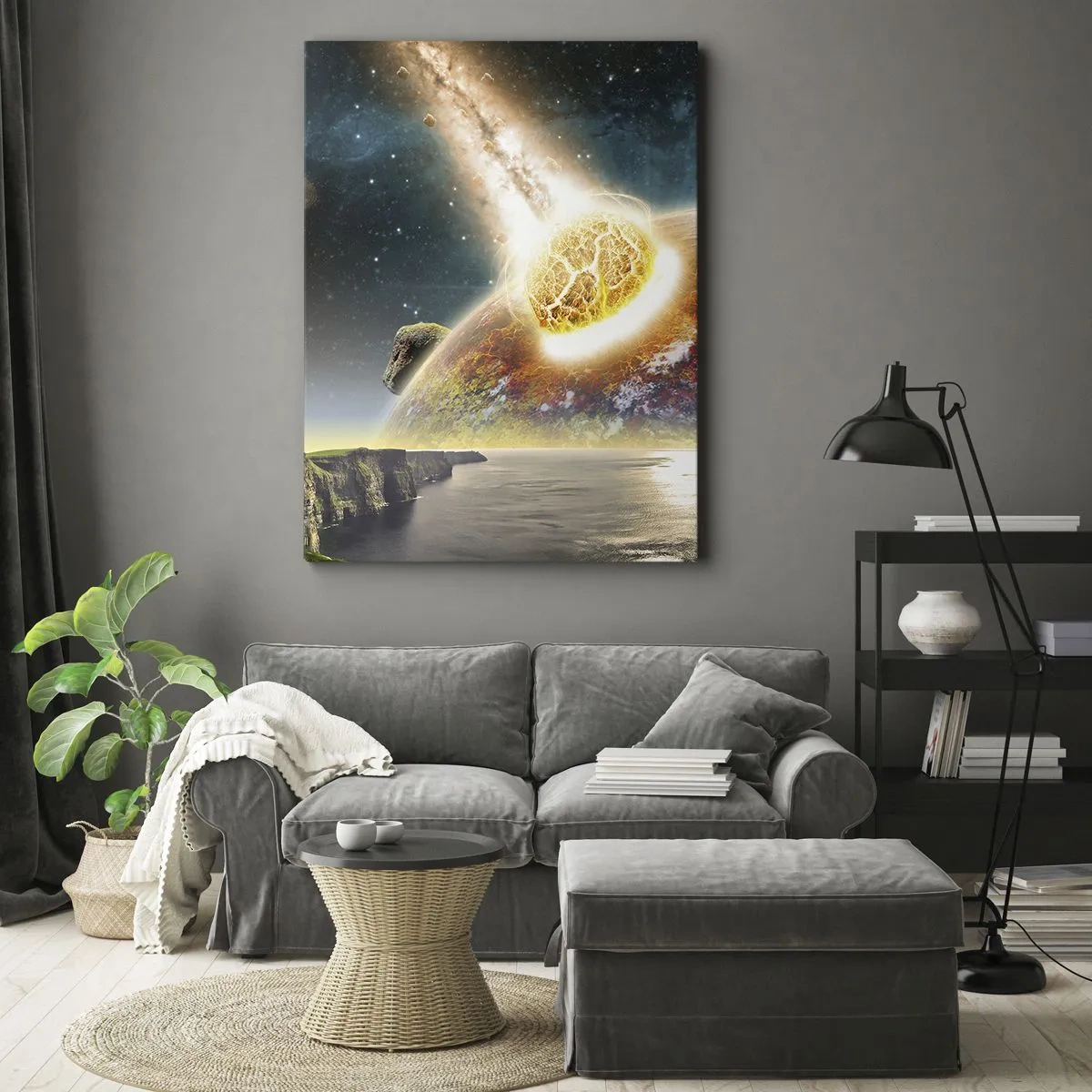 Bild auf Leinwand - Leinwandbild - Kosmisches Drama - 65x120 cm